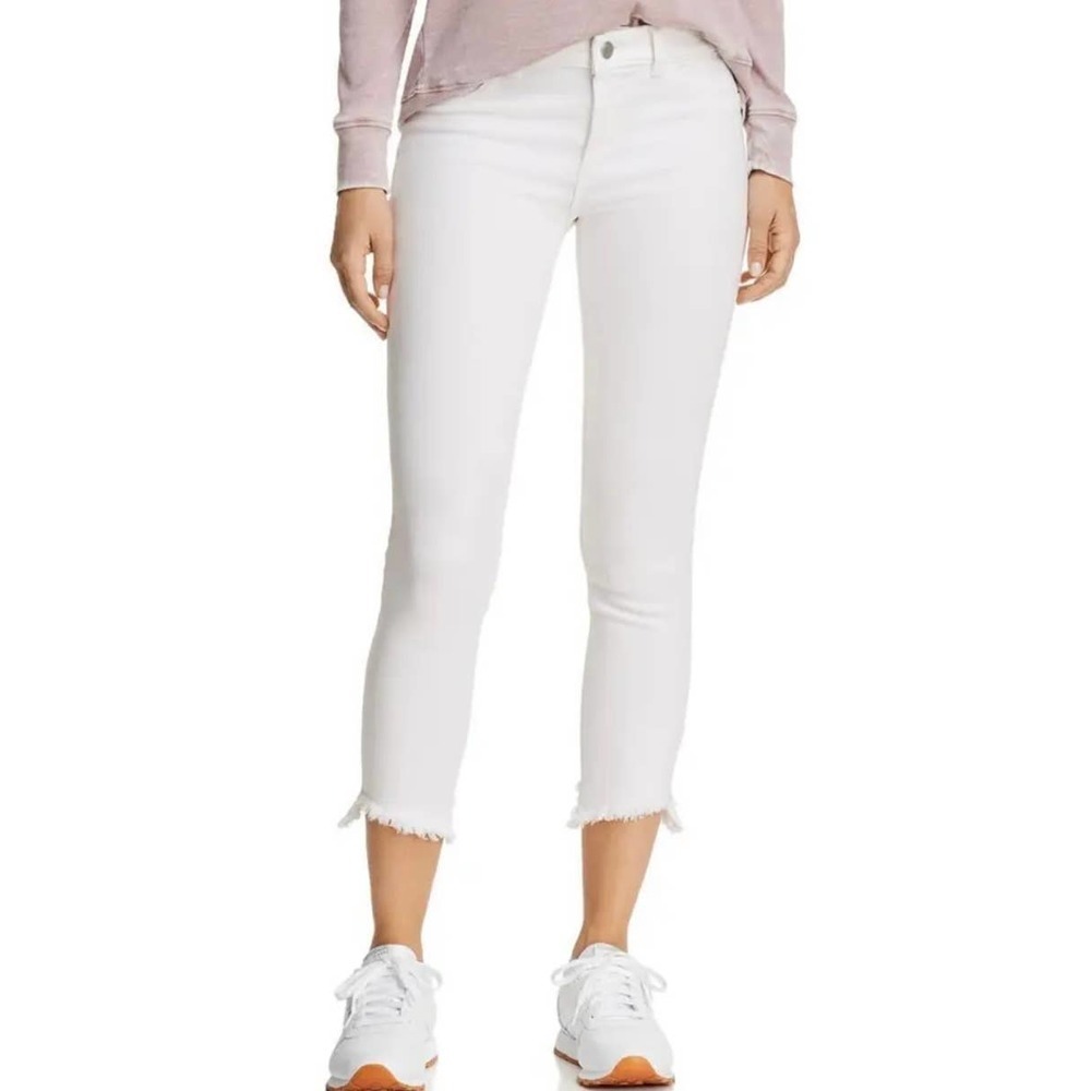 DL1961 Women's Florence Cropped Mid Rise Instasculpt Skinny Denim Jeans White 32